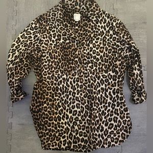 H&M Cheetah Print Oversized shirt jacket in woven cotton fabric. Women’s Medium.